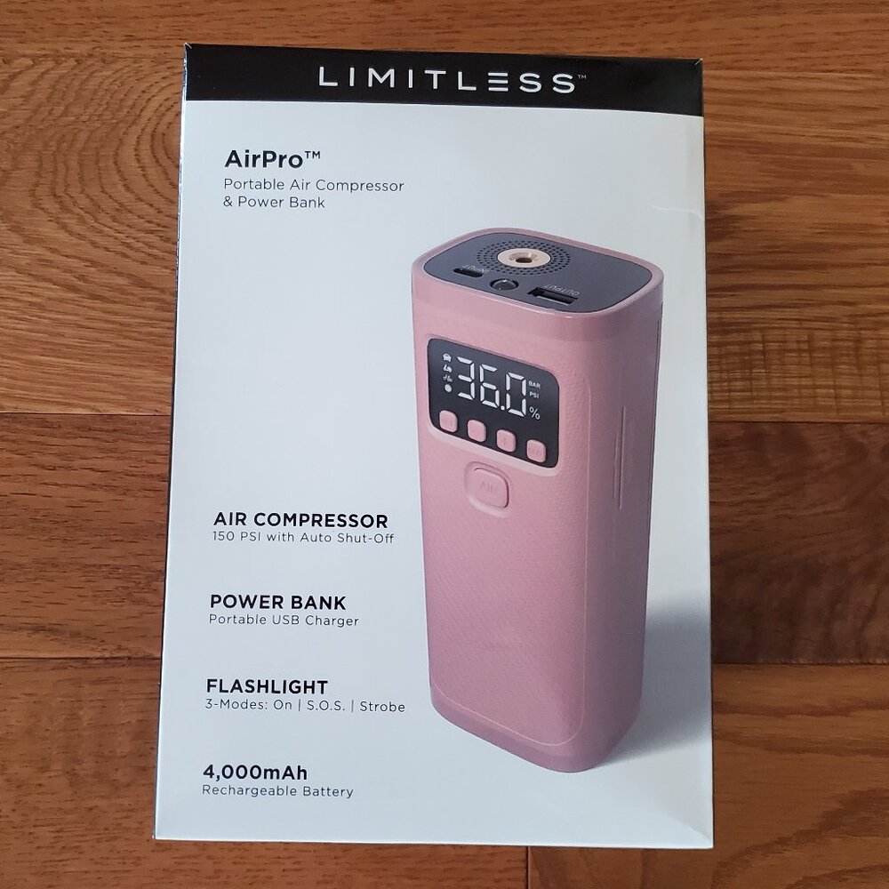 Limitless AirPro Portable Air Compressor, Power Bank, and Flashlight New in Box